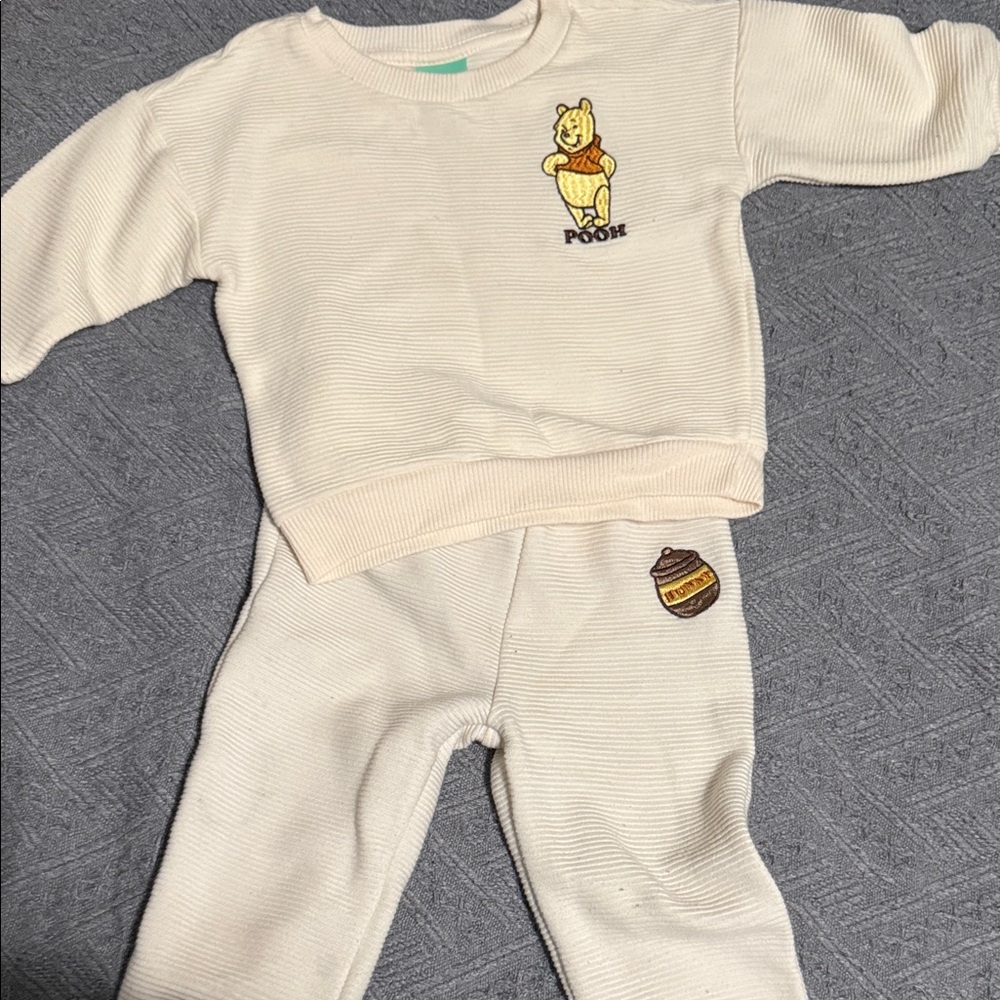 Disney Cream Knit Winnie the Pooh Embroidered Top